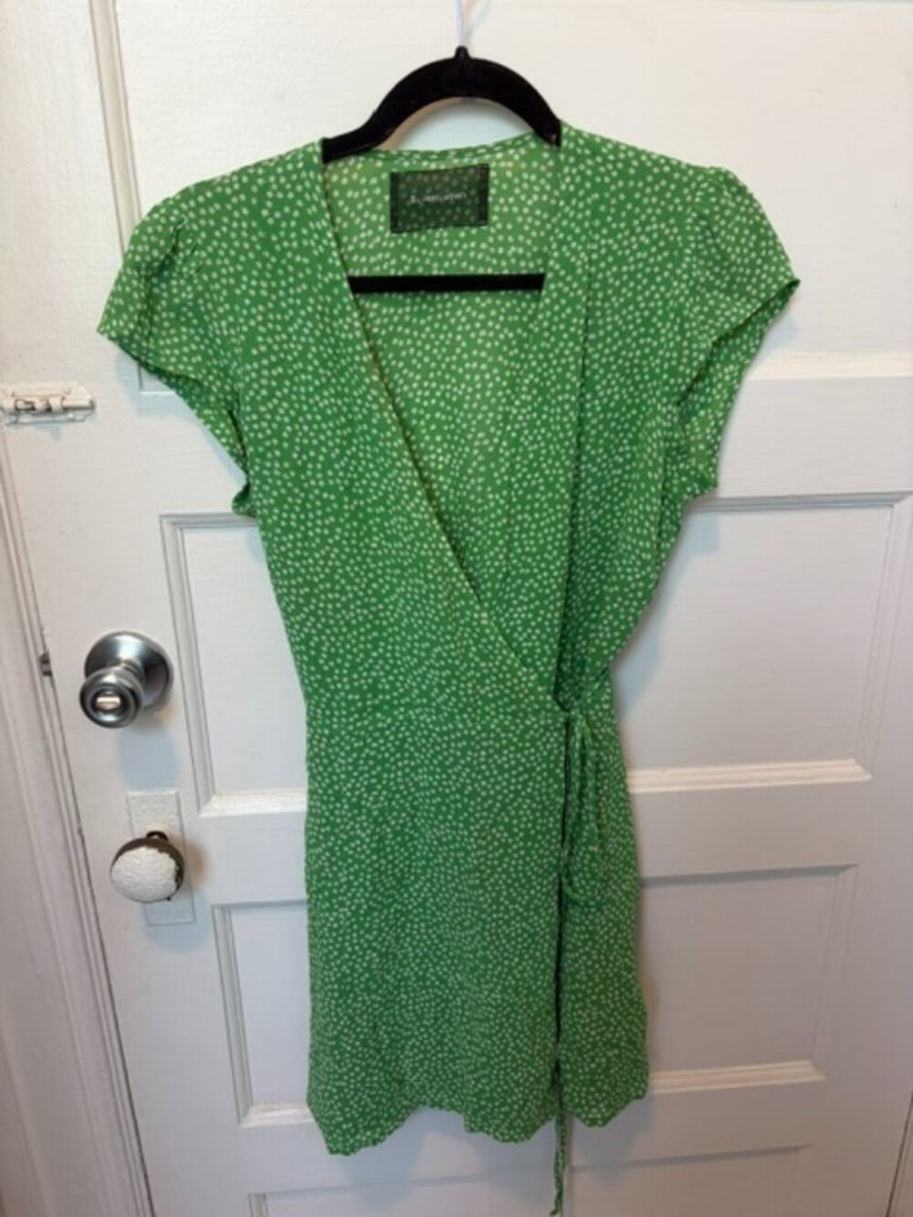Reformation | Green White Floral Wrap Mini Dress